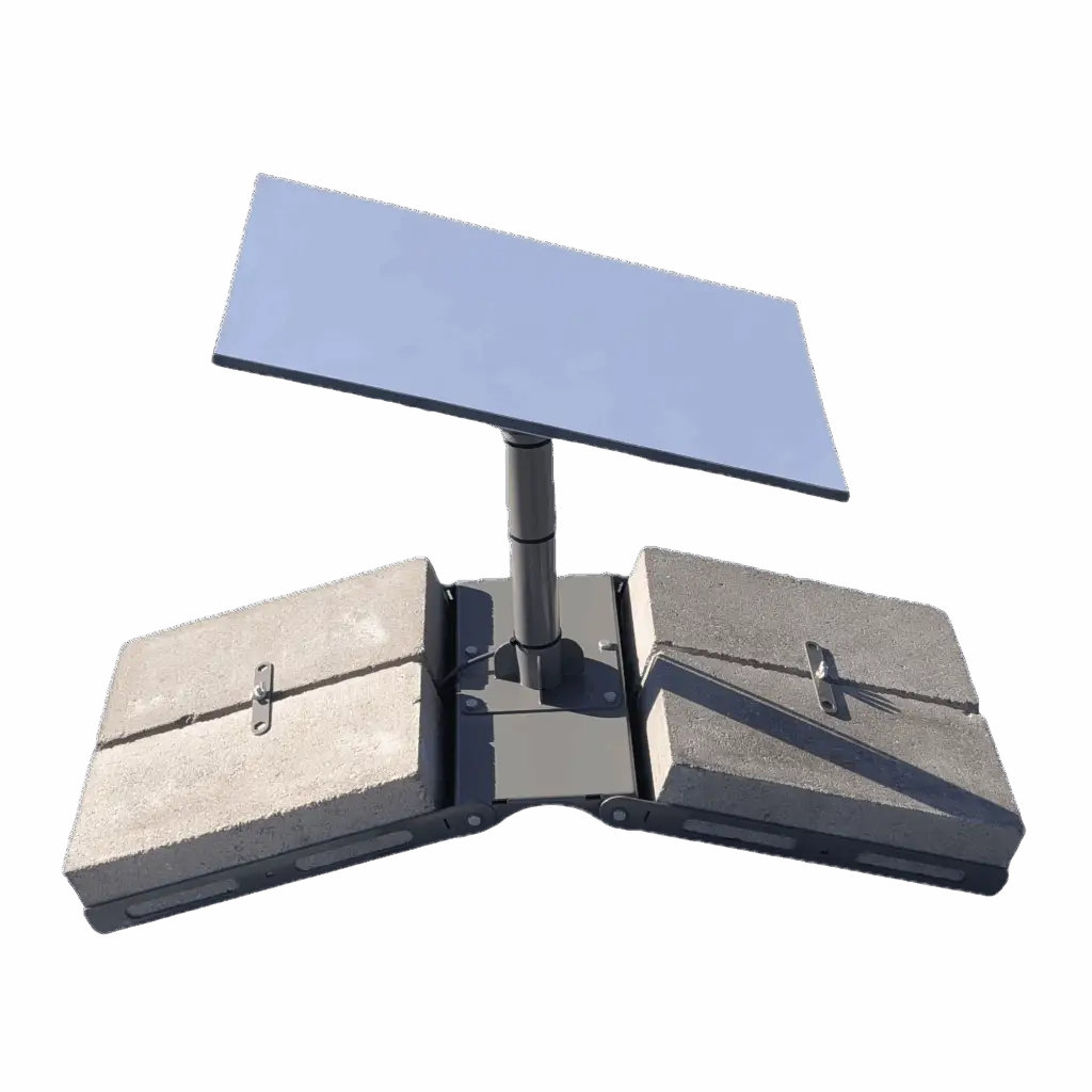 Patented folding non-penetrating roof mount for Starlink and fixed wireless.